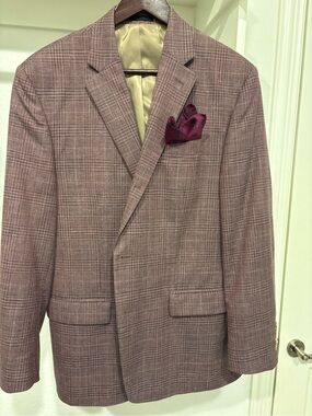 Ralph Lauren Men's Plaid Sport Coat in Mauve - like new!  Size 42R